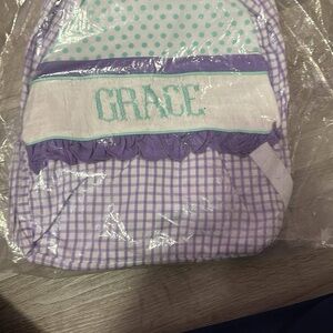 Purple and White Checkered Backpack